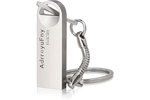 ADRREYUFNY Memoria USB 64GB, Pen Drive 64G Pendrive Impermeable Flash Drive 64Gigas 2.0 Metal Portátil Memory Stick Disco Duro Externo para PC, Tabletas ect Almacenamiento de Datos (Plata)
