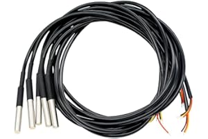 Aideepen 2 Mètres Capteur de Température 5 pièces, Numérique Câble Étanche en Acier Inoxydable, Compatible avec Arduino Raspberry Pi et Shelly