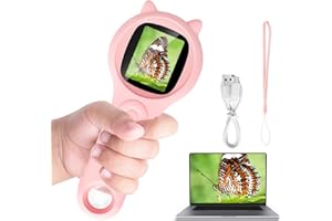 Mucek Handy Mikroskop für Kinder, 2,0" IPS-Bildschirm 500X Taschenmikroskop, 2MP Lens Pixels Mini-Mikroskop Draussen, 3 Stufen einstellbar LED Lights USB-Anschluss an PC, Geschenke für Kinder