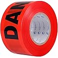 TopSoon Red DANGER Tape Caution Tape Barrier Tape Safety Warning Tape Sharp Red Color 3-Inch by 300-Feet Roll Non-Adhesive