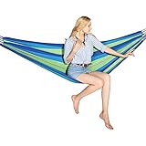 P-Plus International Double Hammock Large 280x80cm Canvas Cotton Hammock for Patio Porch Garden Backyard Lounging Outdoor(280