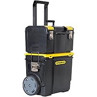 Stanley Mobile Werkzeugbox (48 x 57 x 29 cm, 2-in-1 Variante mit abnehmbarer Werkzeugbox, robuster Teleskopgriff, große…