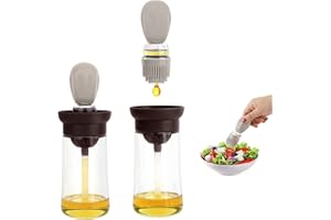 HOMITEC Dispensador de aceite de oliva de vidrio con brocha de silicona 2 en 1, aceitera con brocha para cocina, freír, hornear, 180ml