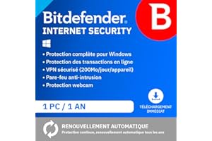 Bitdefender Internet Security| 1 Appareil | 1 An | PC | Code d’activation par email | Renouvellement Automatique