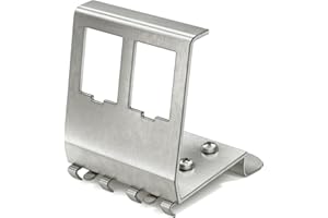 HB-DIGITAL Adaptateur de rail DIN pour module Keystone RJ45 à 2 ports, support en métal en acier inoxydable, 1,5 mm, pour montage sur rail DIN 35 mm, convient pour modules Keystone 14 x 16 mm