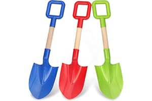 DILABNDA Pelles de Plage Robustes pour Enfants, pelles à Sable géantes de 16 cm avec Manche en Bois, pelles en Plastique pour Tout-Petits, Jouets pour bac à Sable de Voyage, Jardin, creusage de Neige (3PCS)