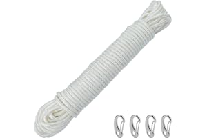 6 mm 20m Fahnenseil, AMONENZ Polyethylen Seile, Allzweckseil Fahnenmast Zubehör, für Fahnenmasten, Wäscheleine, Diverse Outdoor Sportarten