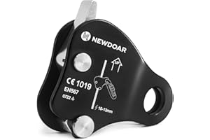 NewDoar cuerda ascender 15KN ajustador elevador se adapta a cuerda de 9 mm a 12 mm para mecedora de escalada protección rescate (negro)
