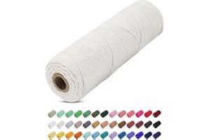 Uiopa Macrame Cord 1mm x 100m, Thick Macrame Rope Yarn Soft Natural Cotton Cord, Coloured 8-ply Macrame String for DIY Craft, Plant Hangers, Wall Hanging, Christmas Decorations (Natural)