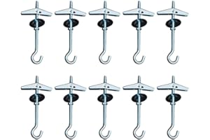 JINXIAN JINXM Lot de 10 crochets de plafond, crochet de montage pour plaque de plâtre, crochet à ressort à bascule pour suspendre des plantes, ancrages avec filetage