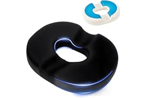 USHOP Cojín para Coxis Espuma para Hemorroides,Cojín del Asiento con diseño ergonómico,Cojín Redondo,Cojíns Donut,Espuma viscoelástica con Capa de Gel para sillas de Ruedas, Coches y oficinas