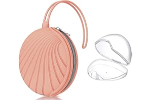 Smlpuame Dummy Holder Case Set,BPA Free Silicone Pacifier Holder Pod with 1 Transparent Dummy Storage Box,Portable Soother Pods for Baby Nappy Changing Bag Stroller,Travel,Home,Easy to Clean(Mute)