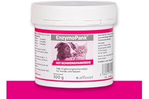 Alfavet EnzymoPank - Alimento complementario para perros y gatos, para digestión insuficiente, insuficiencia pancreática exocrina, 100 g