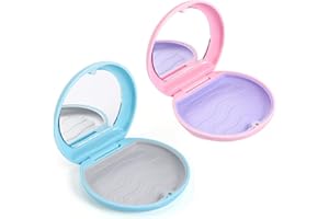 PRVCFZ 2 PCS Invisalign Case, Aligner Case, Retainer Case, Aligner Removal Tool, Orthodontic Denture Box, Mouth Guard Case,Retainer Case with Mirror, Multifunctional Retainer Box (Pink, Blue)