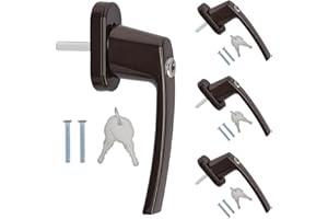 kwmobile Uchwyt okienny aluminiowy zamykany 4 x – zabezpieczenie przed dziećmi zabezpieczenie okna z zamkiem o długości trzpienia 35 mm – zamek okienny brązowy RAL 8019