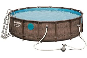 Bestway 56710| Power Steel Swim Vista - Round Outground Swimming Pool, 488 x 122 cm, Filter Pump, Ladder, Cover and Chemconnect Dispenser Included