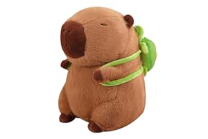 WORDS AND DEEDS Peluche de Capybara Capibara con Tortuga Verde, Juguete de Capybara Simulación Carpincho Suave de Felpa, Lindo Juguete De Peluche De Cumpleaños para Niños (25CM)