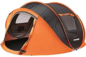 EchoSmile Tente de Camping Pop Up 4-8 Personnes, Imperméable, avec 2 Fenêtres en Maille Aérée, Dôme Portable et Légère pour Le Camping en Plein Air sur la Plage