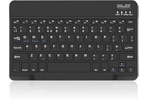 COEZFE Bluetooth Keyboard (UK Layout), Ultra-Slim Wireless Keyboard with Built-in Rechargeable Battery for iPad/Samsung Tablets/Lenovo Tablets & Other iOS Android Windows Devices, Black