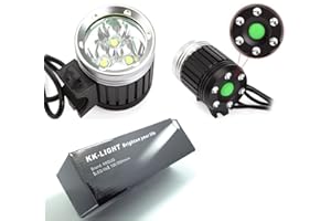 KKGUD Lampe avant Phare avant pour vélo / VTT / Enduro éclairage avant 3 X 12 watts (3 × CREE XM-L T6 LEDs) 3600 Lumens rechargeable étanche antichoc de 3 mode de lumière + Batterie 4* 18650 Batteries Inclus + Chargeur
