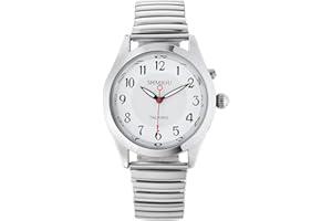 SHMIOU Orologio Parlante Italiano Dorato per Anziani Non Vedenti Ipovedenti, Malati di Alzheimer Forte Chiaro Audio annuncio della data dell'ora Con Cinturino Metallo XM-IT-220402