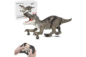 MINDWISSUP Light Up Remote Control Dinosaurs Toy for Boys, 36.5 * 14 * 19cmElectric Walking Dinosaurs Toy with Light and Sound, Rechargable Walking Movement, Tyrannosaurus rex Jurassic Toys for Boy Girls 3 4 5 6