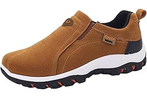 NAFING Chaussures Orthopédiques Homme Antidérapante Plateforme Chaussures De Randonnée Homme Cuir Suédé sans Lacets Basket Respirantes Légères Et Confortables Sneakers