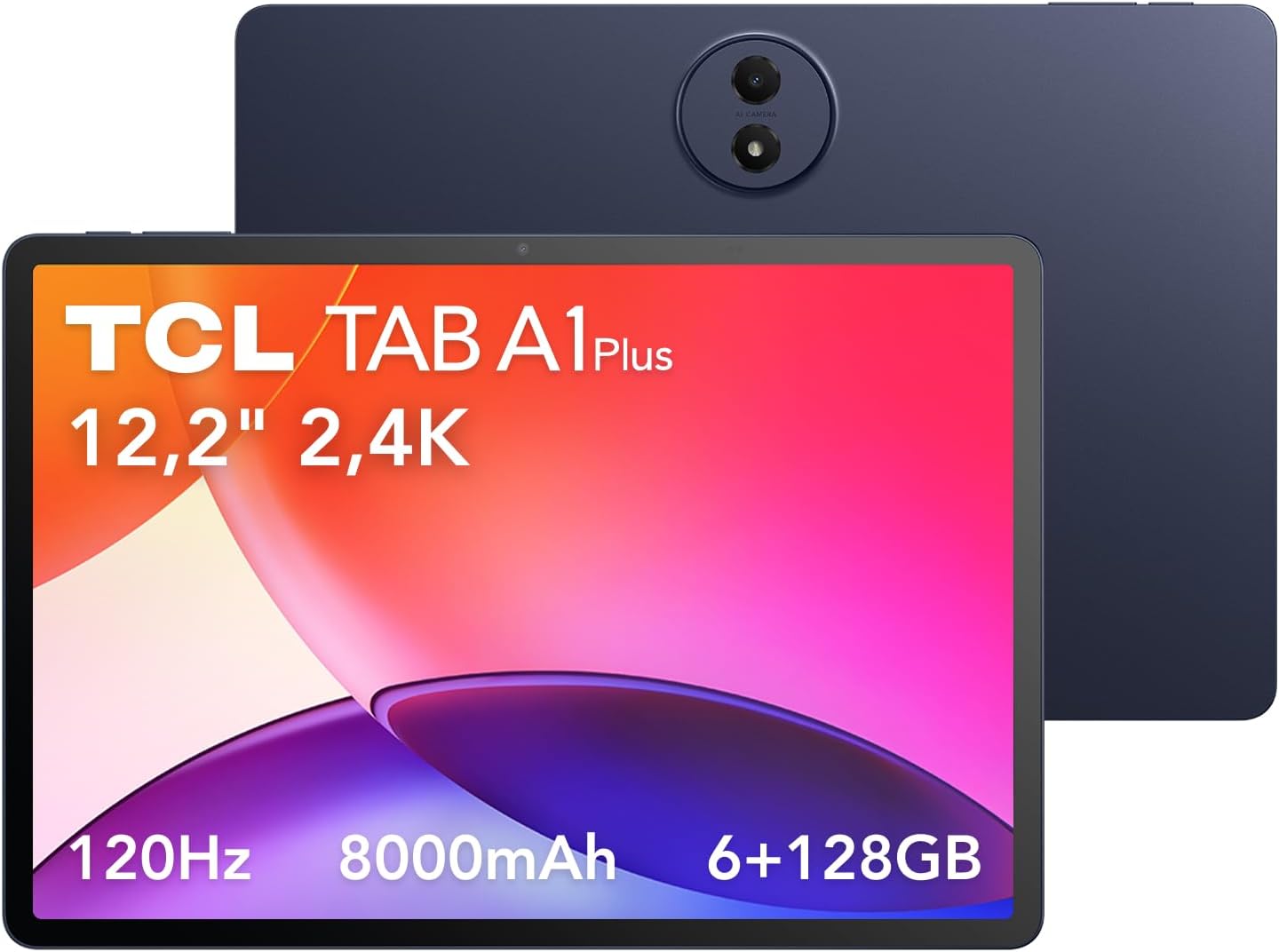 TCL Tab A1 Plus Tablet Android, 6+128 GB, Pantalla 12.2", 2.4K a 120Hz, Batería 8000 mAh, NFC