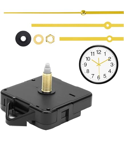 DEEWISH Kwartsklok, uurwerk, vervangingsklok, mechaniek, werkt op batterijen, wandklokkenonderdelen voor doe-het-zelf (55/64 inch totale aslengte, zonder meegeleverde wijzers, DW-5168-serie