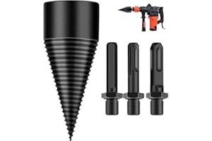 EVDZNA 50 mm Cône à Vis pour Fendeuse de Bûches, Mèches pour Fendre le Bois Original, Coffrets de Mèches, avec 3 Poignées de Forage, Fendeuse de Bûches Electrique, Fendeuse de Bûches Manuelle