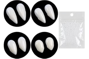 VEYLIN 4 Pair Vampire Teeth Fangs with Solid Adhesive for Halloween Costume Props Party Favors (13mm 15mm 17mm 19mm)
