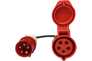 EVEXPERT Premium CEE - Adaptador CEE (16 – 32 A/400 V macho a CEE 16 – 32 A/400 V, 5 pines, longitud 0,5 m, IP44, CE… (CEE 32 A -> 16 A)