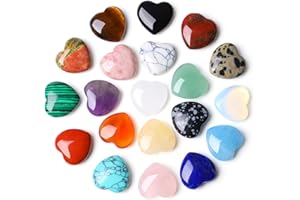 GUJOXILA 20pcs Healing Crystals Gemstones Heart Crystal Gem Stones Gifts for Women Set Bulk Reiki Love Energy Balancing Pocket Chakra Spiritual Divination Meditation Yoga Crystals