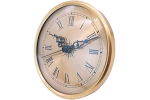 freneci 4.25"/ 108mm Quartz Clock Insert Quartz en Chiffres Romains avec Garniture en Or