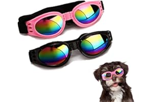 QUANYUCHANG 2Pcs Stylish Pet Glasses Cool Dog Sunglasses Dog Doggles Waterproof Windproof Eyewear UV Protection Sunglass for Doggy Puppy
