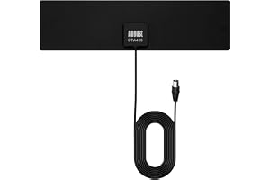 August DTA420 platt TV-antenn inomhus för Freeview HD, svart | Bärbar digital design med 3 m koaxialkabel, lämpad för DVB-T/T