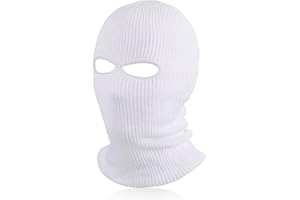 BBTO Dzianinowa maska narciarska, zimowa kominiarka z 2 otworami, osłona twarzy na narty, do uprawiania sportów, do aktywności na świeżym powietrzu, biały, jeden rozmiar