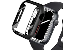 Peslogy iWatch Screen Protector Hard PC Case with Tempered Glass Ultra-Thin High Sensitivity Overall Protective Cover Case for Apple Watch SE Series 6 Series 5 Series 4 44mm (Black)
