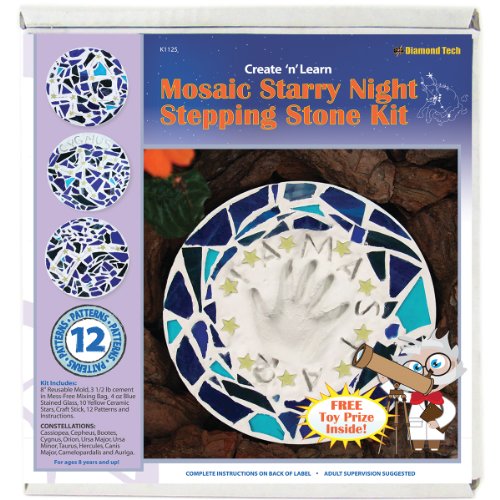 Diamond Tech Crafts Mosaic Stepping Stone Kit-Starry Night, Other, Multicoloured, 6.35 x 24.13 x 27.17 cm
