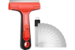 MAXPOWER Zmywacz do tapet z 10 ostrzami, profesjonalny skrobak do okien, 100 mm, do usuwania tapet, kleju i kalkomanii