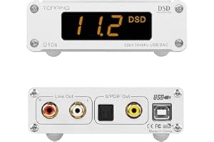 AOSHIDA TOPPING D10s USB DAC, USB to Optiacl/Coaxial/RCA Digital to Analog Audio Converters, ES9038Q2M XMOS XU208 DAC, Support DSD256 PCM32Bit/384kHz Desktop PC Mini DAC (Silver)