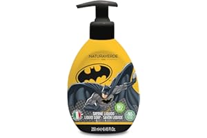 Naturaverde | Kids - Warner Bros Batman - Sapone Liquido per Bambini, Sapone Bambini con Estratto di Te' Verde, Sapone Mani BIO, 250ml