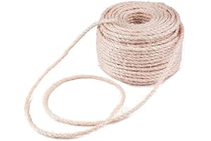 JOMEWORY Corda in sisal per gatti, corda in sisal naturale per la sostituzione 'albero del tiragraffi, corda per riparare, recuperare o graffiare, accessori per la casa, diametro 4mm/6mm