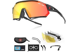 X-TIGER Okulary rowerowe, UV400 z 5 wymiennymi szkłami, dla mężczyzn i kobiet, mocna oprawka TR90, sport na świeżym powietrzu, jazda na rowerze, bieganie, jazda samochodem, wędkarstwo, golf