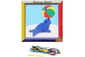 Distrifil Kit Canevas Otarie au Cirque 16 x 16 cm Gros trous