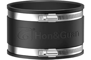 Hon&Guan 150 mm Flexible Rubber Sleeve Rubber Coupling with Two Stainless Steel Clamps, Noise-Reducing Cuff Odourless, Pipe Connector for Pipe Fan, Carbon Filter, Rigid Pipe, Steel Pipe