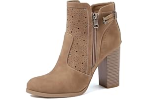 QUEEN HELENA Botines perforados con tacón con cremallera lateral Casual Mujer X30-112