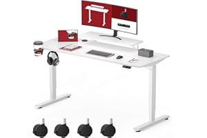 SANODESK SQ1 120x60cm Electric Standing Desk Height Adjustable Standing Desk Sit Stand Desk with Monitor Shelves Home Office