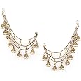 Shining Diva Fashion Latest Trendy Stylish Ear Chain Earrings for Women | Traditional 18k Gold Plated Wedding Party Jewellery | Bahubali Inspired Kan Chain Jhumki Earrings