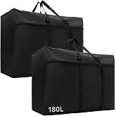 QWORK&reg; 2 Pack 180L Clothes Storage Bag with Zippers, Waterproof Oxford Cloth Bags for Clothes, Bedding and More, 100 x 58 x 2
